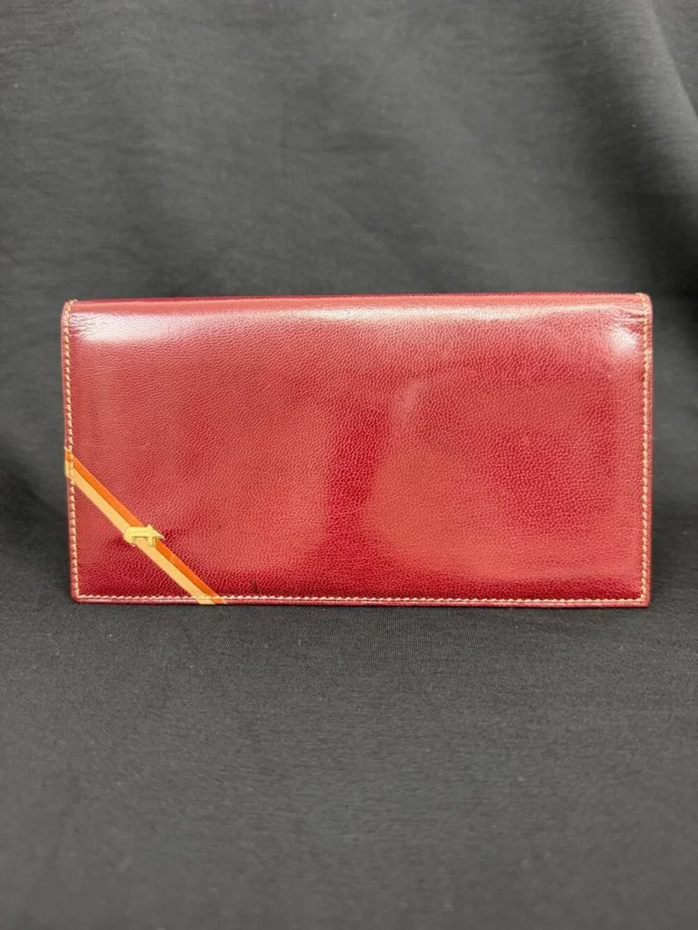 Vintage A. Testoni Burgundy Red Leather Long Continental Checkbook Wallet Italy